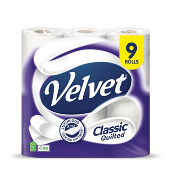 Velvet Classic Quilted Toilet Roll x9 (2ply)