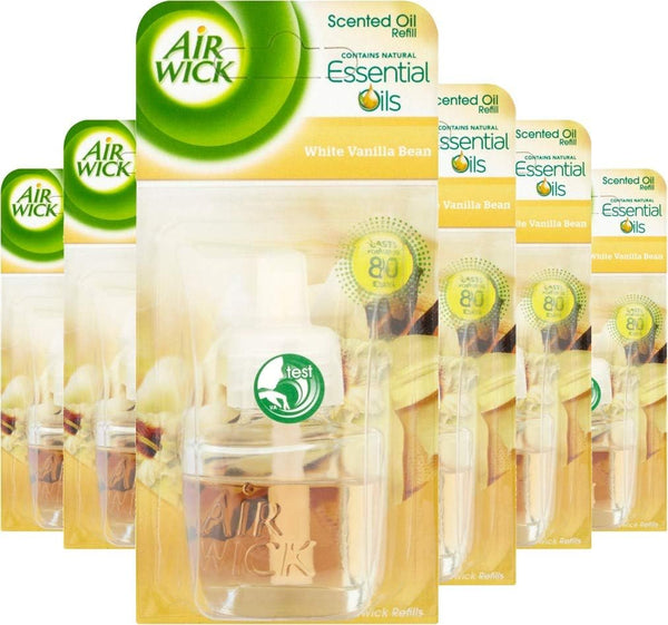 Air Wick Electrical Plug In Refills, White Vanilla Bean, 19ml Refill x 6 (Total 6 Refills)