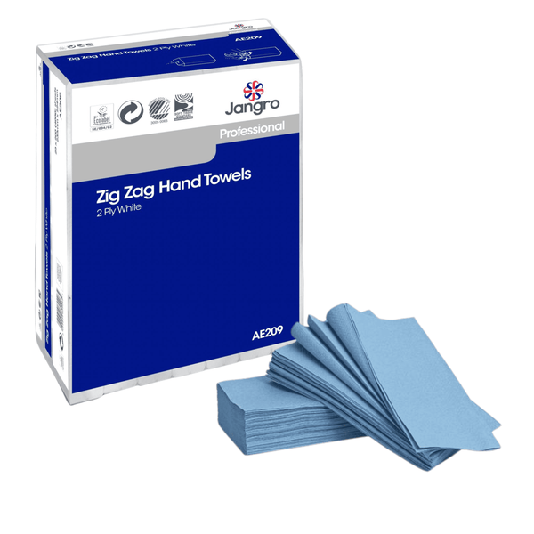 Jangro V-Fold Hand Towels 2ply Blue CTNx4000